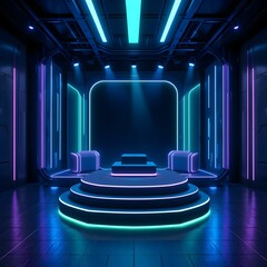 Neon Cyberpunk Stage - Futuristic ShowcaseNeon Cyberpunk Stage - Futuristic Showcase
