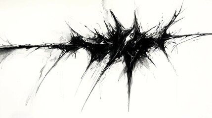 Obraz premium Abstract black ink splatter explosion on white, dynamic art for design