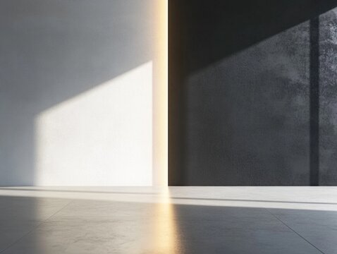 A simple, empty room with a concrete wall and floor, ideal for minimalist or modern settings