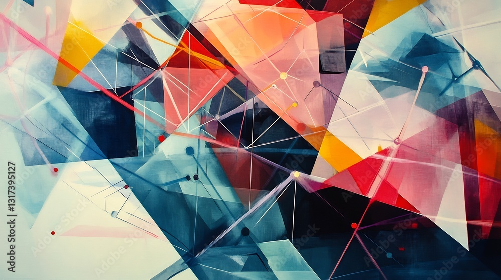 Poster artistic depiction of market risk showcasing interconnected geometric form symbolizing volatility ma