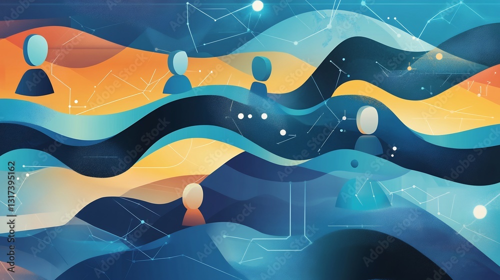 Aufkleber artistic depiction of stakeholder management featuring flowing geometric form representing collabora
