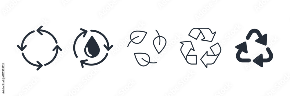 Poster recycle icon symbol vector sign isolated on white background illustration for graphic and web design
