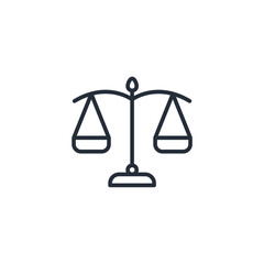 Balance Law scale icon symbol vector sign isolated on white background illustration for graphic and web design