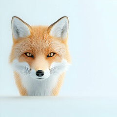 Fototapeta premium Realistic Portrait of a Fox with Striking Eyes on a Light Background