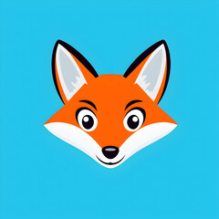 Obraz premium Cartoon Fox Character with Bright Eyes on a Blue Background