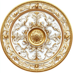 Ornate gold and white ceiling medallion.