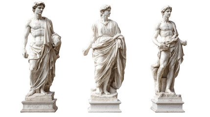 Fototapeta premium Three Classical Marble Statues of Male and Female Figures