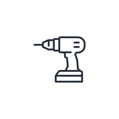 Drill icon symbol vector sign isolated on white background illustration for graphic and web design