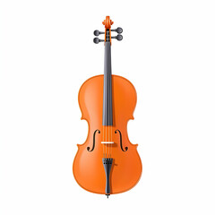 Obraz premium Bright Orange Violin on White Background, Artistic Musical Instrument