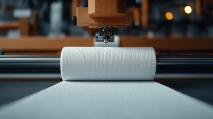 Simple yet essential roll of toilet paper representing textiles and minimalism in household products