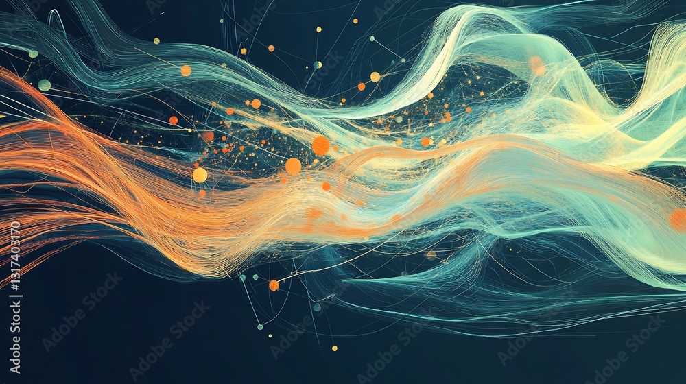 Leinwandbilder Artistic representation of website optimization flowing lines abstract nodes symbolizing speed and userfriendly design