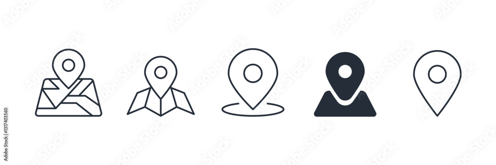 Poster location map pin icon symbol vector sign isolated on white background illustration for graphic and w
