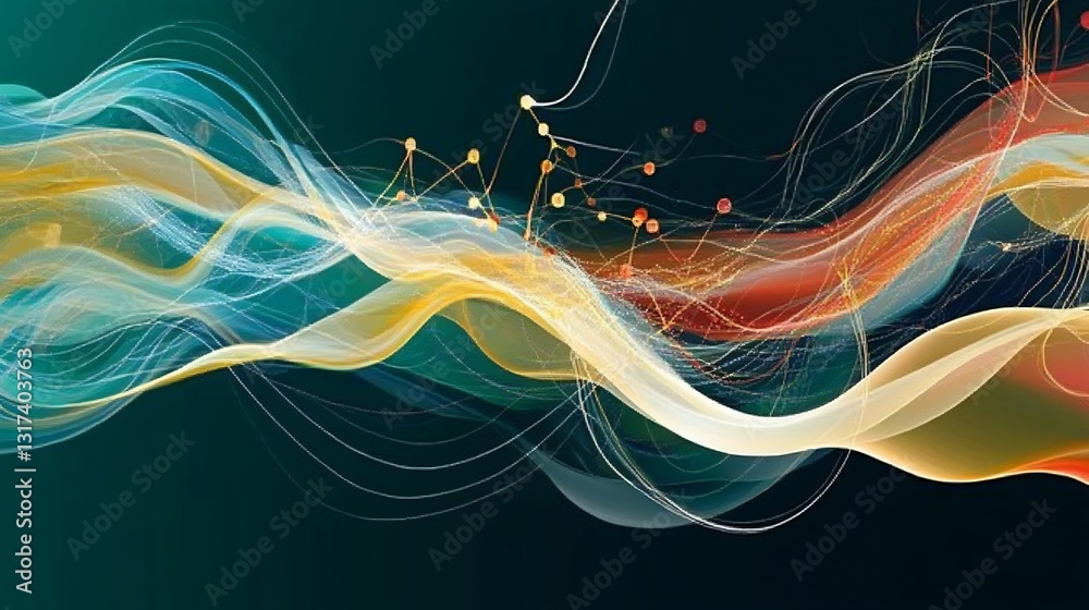 Poster Artistic representation of website optimization flowing lines abstract nodes symbolizing speed and userfriendly design