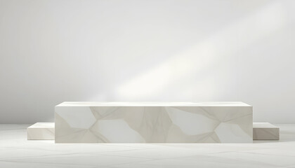 Modern Minimalist Display Stand in Bright, Neutral Toned Space