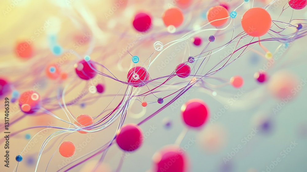 Poster artistic visualization of directtoconsumer model highlighting flowing pathways abstract nodes repres