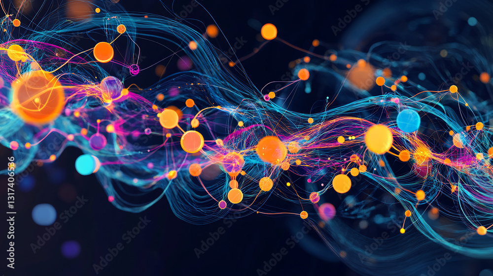 Aufkleber Artistic visualization of directtoconsumer model highlighting flowing pathways abstract nodes representing customer interaction