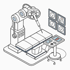 A robot designed to assist with gene therapy surgeries, integrating high-tech instruments for precision.
