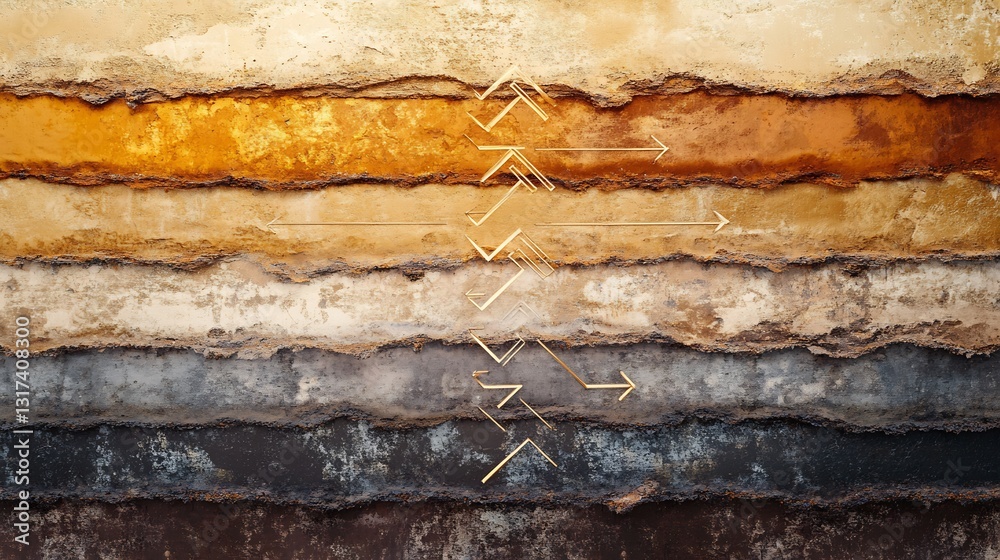 Poster Artistic visualization of pricing strategy featuring layered texture symbolic arrow representing value determination