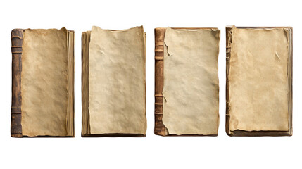 Naklejka premium Vintage Book Collection with Frayed Edges and Old Pages Displayed