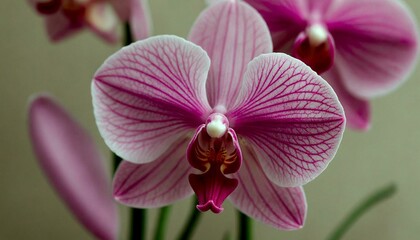 Obraz premium Close-Up Pink Orchid with Delicate Veins