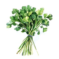 Fresh Herb Bundle: A vibrant bouquet of fresh green herbs, tied together for culinary use, offers a visual delight.