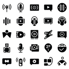 Collection of Black and White Multimedia Icons