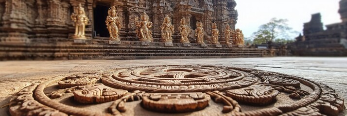 Obraz premium Intricate Stone Carving at an Ancient Temple