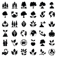Set of Eco-Friendly Icons for Sustainability