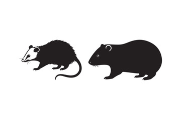 Opossum and Wombat Silhouette Vector Illustration for Wildlife Design and Art