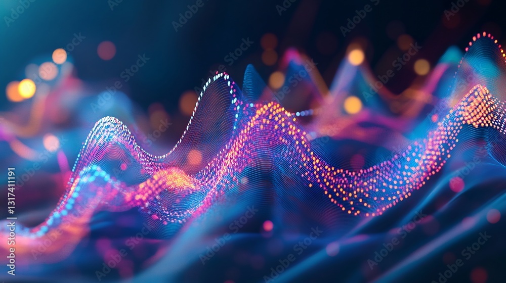 Poster artistic visualization of trade cycle featuring flowing geometric patterns symbolizing economic phas