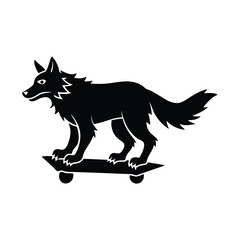 wolf on skateboard silhouette art