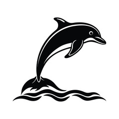 Obraz premium dolphin leaping out of the ocean silhouette art