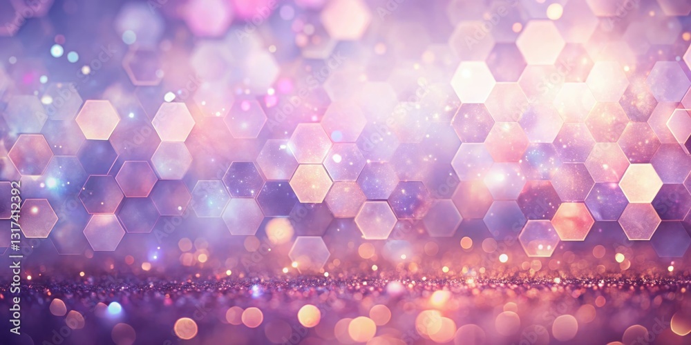 Poster abstract pink and gold hexagon background with sparkling glitter