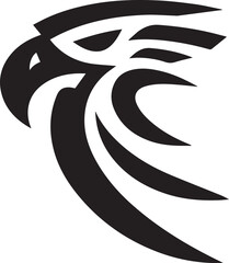 Bold Tribal-Style Eagle Head Logo Vector in Black and White

