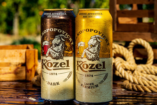 Kozel beer can - condensation water droplets