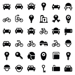 Collection of Black and White Transportation and Security Icons