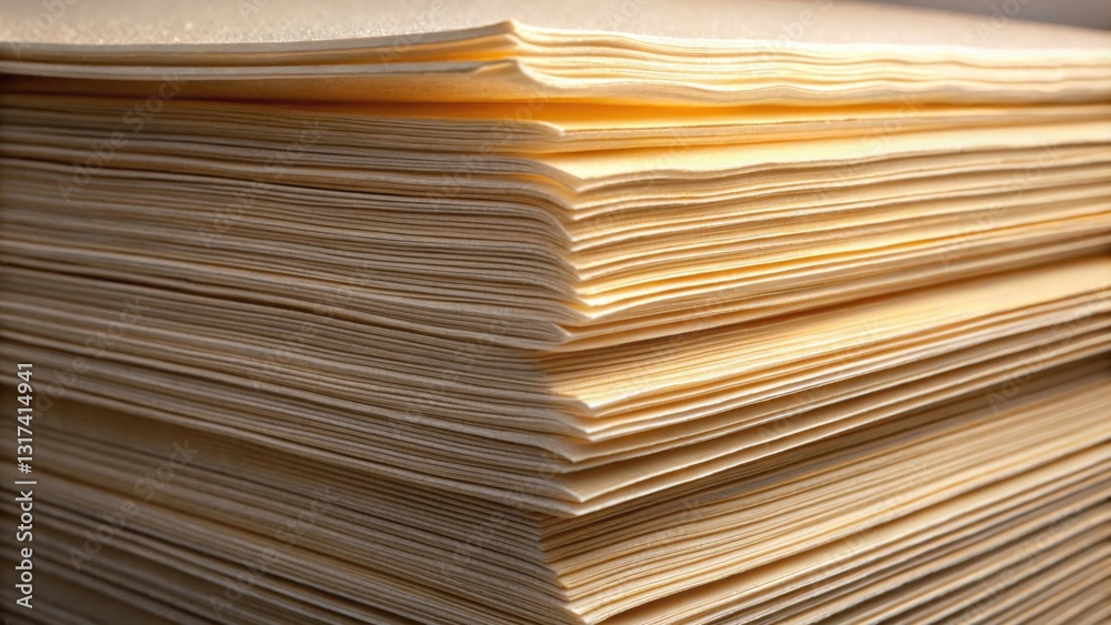 Leinwandbilder A Stack of Paper, Neatly Arranged in a Diagonal Pattern, Showing the Texture and Subtle Variations in Color of the Paper