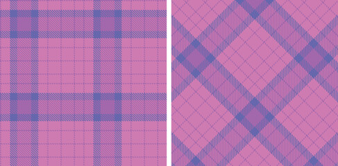 Rich Soft Purple Seamless Tartan with Neon Pale Magenta accents Fabric Design