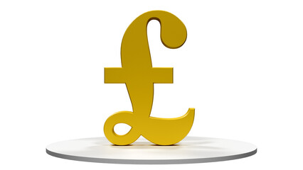 British Pound, golden 3d with transparent background 