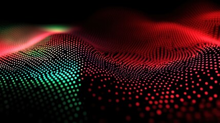 Fototapeta premium Abstract Red and Green Particle Wave Digital Art