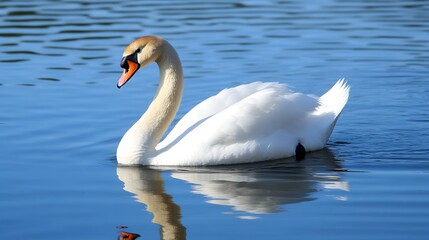 Obraz premium A swan gracefully floating on a calm lake