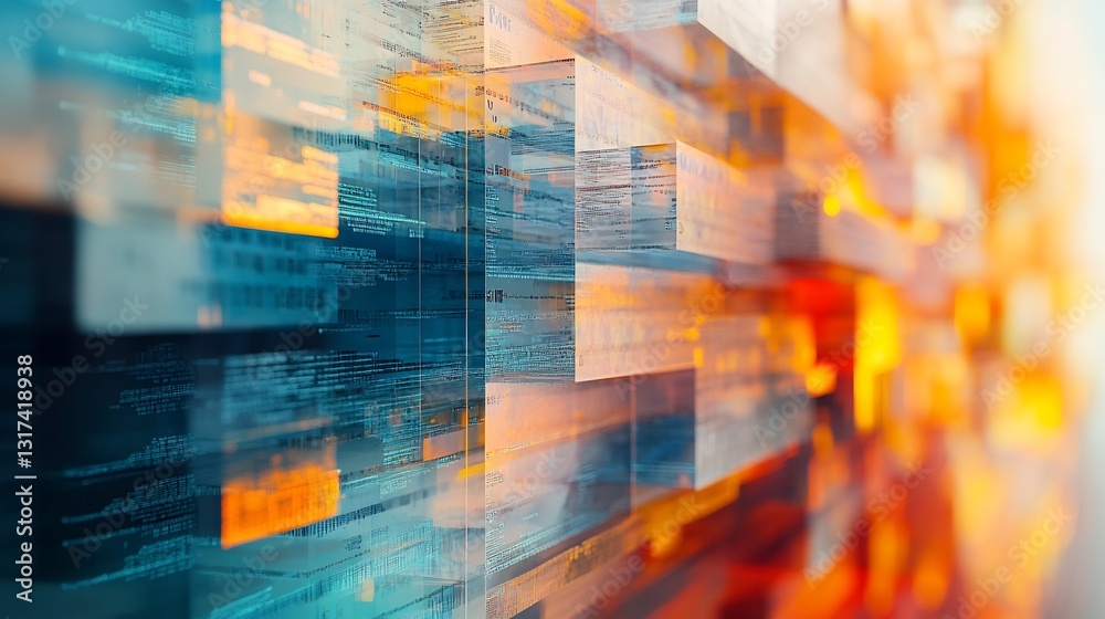 Fototapete Conceptual art of financial reporting featuring abstract layer symbolizing regulatory compliance data integrity