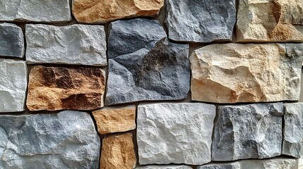 Colorful stone wall texture closeup