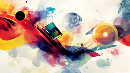 Conceptual depiction of advertising flowing geometric form representing creative campaign outreach