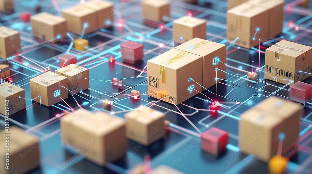 Poster Conceptual depiction of dropshipping highlighting symbolic nodes dynamic pathways supply chain models