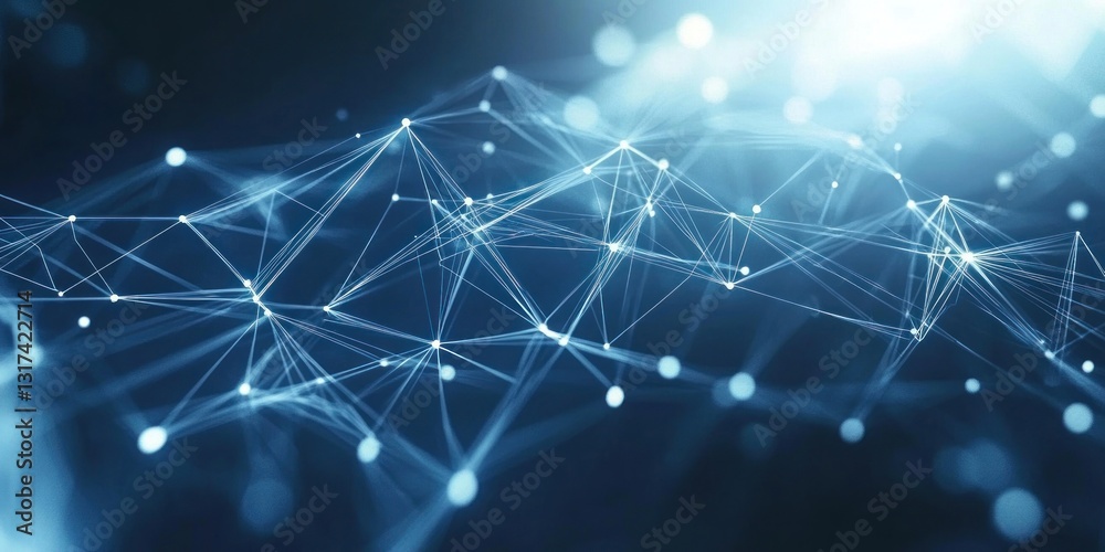Aufkleber abstract plexus network with glowing nodes and lines.