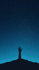 Fototapeta premium Reaching Hand Night Sky Silhouette