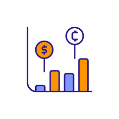 Bar Chart Icon Illustrating Trading Volumes and Market Performance Metrics.