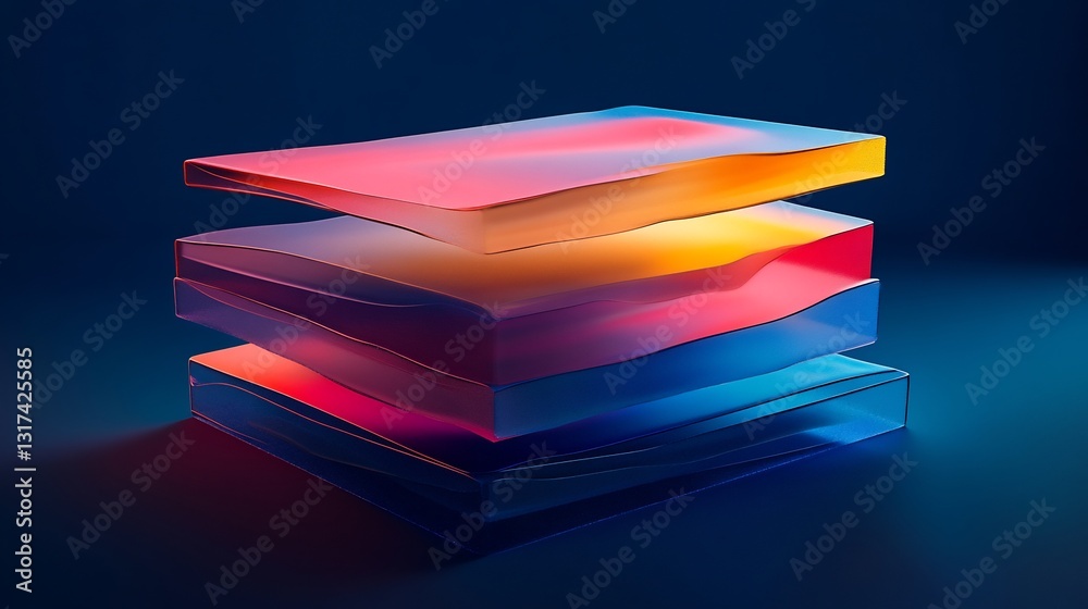 Poster Conceptual rendering of branding principle featuring abstract layers symbolizing brand identity equity