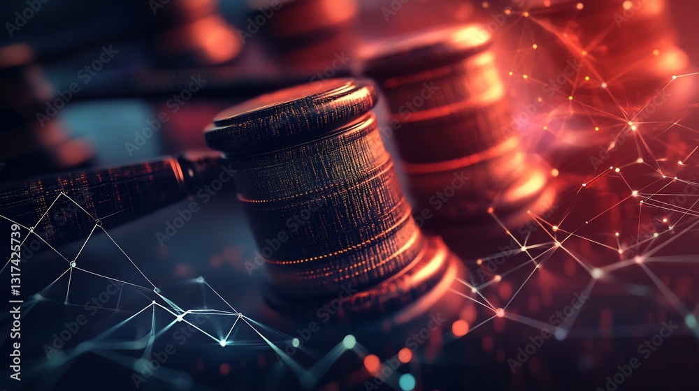 Aufkleber conceptual rendering of business law showcasing symbolic scrolls geometric nodes legal compliance